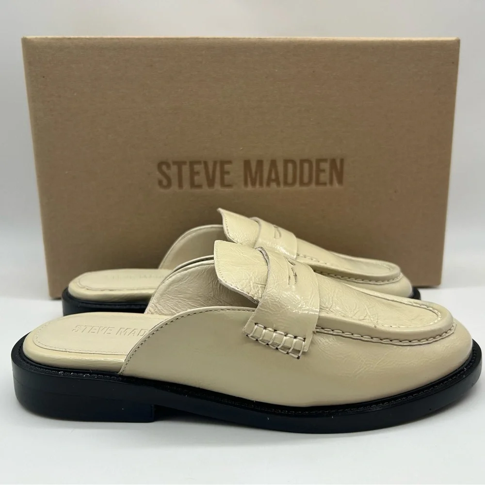 Steve Madden Mulberry Bone Leather Mule Loafers Size 7 | New in Box